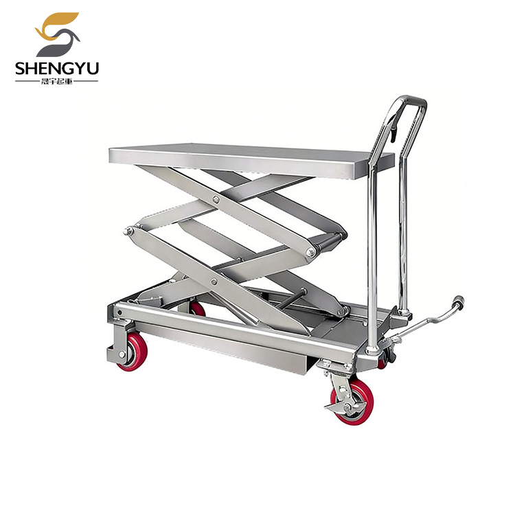 Carrello con piattaforma elevatrice idraulica in acciaio inossidabile da 350 kg