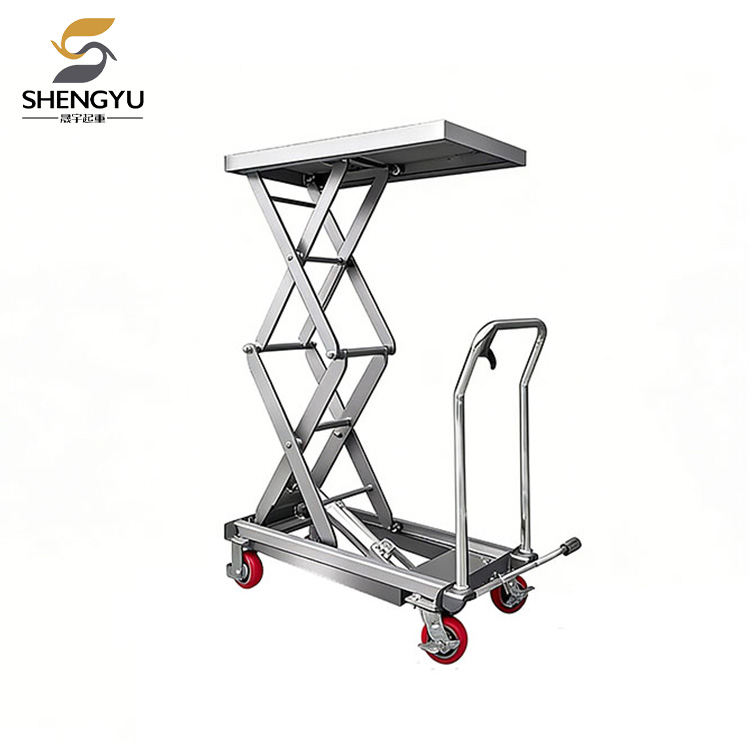 Carrello con piattaforma elevatrice idraulica in acciaio inossidabile da 500 kg